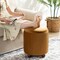 Modern Dusty Pleated Velvet Upholstered Storage Ottoman or Accent Stool with Rubberwood Ball Feet